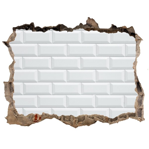 Hole in the wall sticker A damaged wall with white tiles