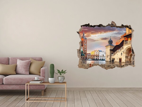 Hole in the wall sticker View of the city with the market square