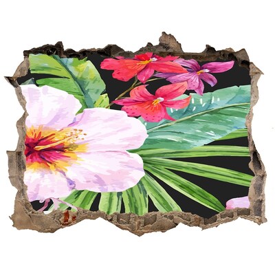 Hole in the wall decal Hawaiian flowers