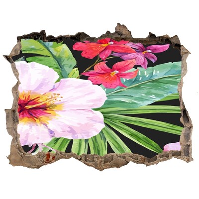 Hole in the wall decal Tropical paradise with flowers