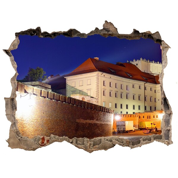 Hole in the wall sticker The castle in the night scenery