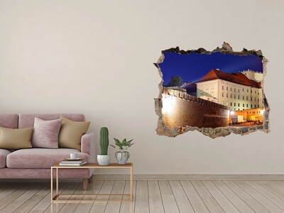 Hole in the wall sticker The castle in the night scenery