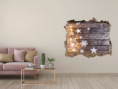 Hole in the wall sticker Winter landscape with Christmas decorations