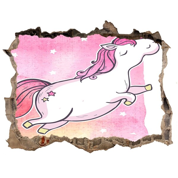 Hole in the wall decal Pink unicorn