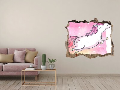 Hole in the wall decal Pink unicorn