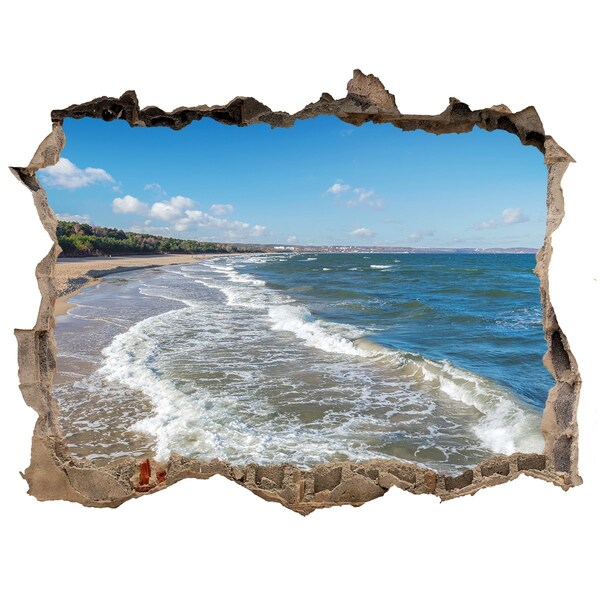 3D wall hole wallpaper Sea view