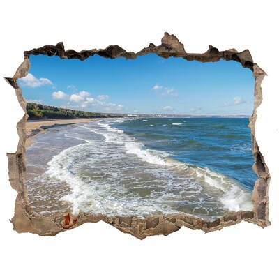 3D wall hole wallpaper Sea view