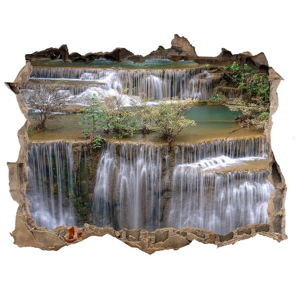 Hole in the wall sticker Waterfall in the forest