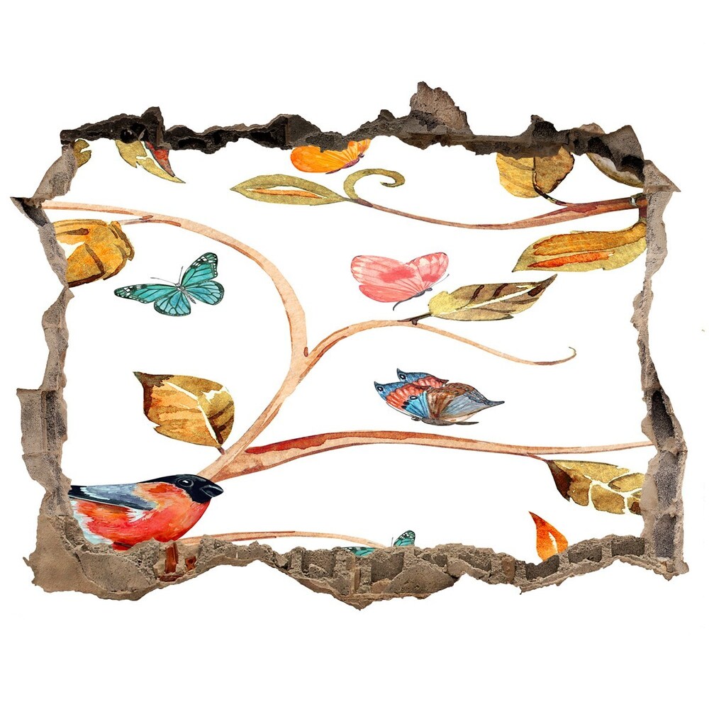 Hole wall sticker Birds and butterflies