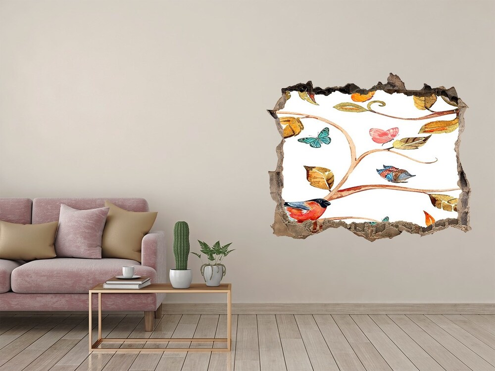 Hole wall sticker Birds and butterflies