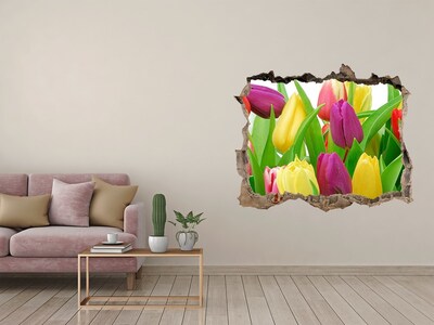 Hole wall sticker Colorful tulips