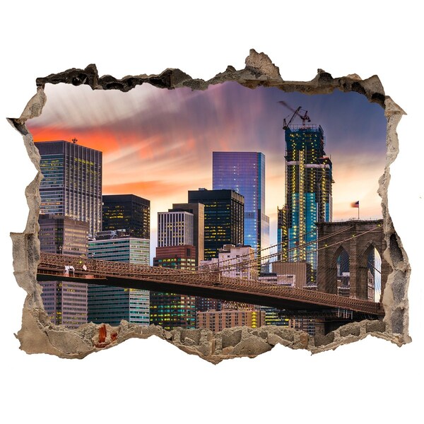 Hole wall sticker Brooklyn Bridge in New York