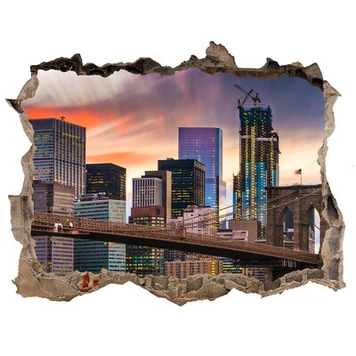 Hole wall sticker Brooklyn Bridge in New York