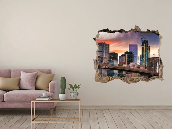 Hole wall sticker Brooklyn Bridge in New York