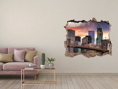 Hole wall sticker Brooklyn Bridge in New York