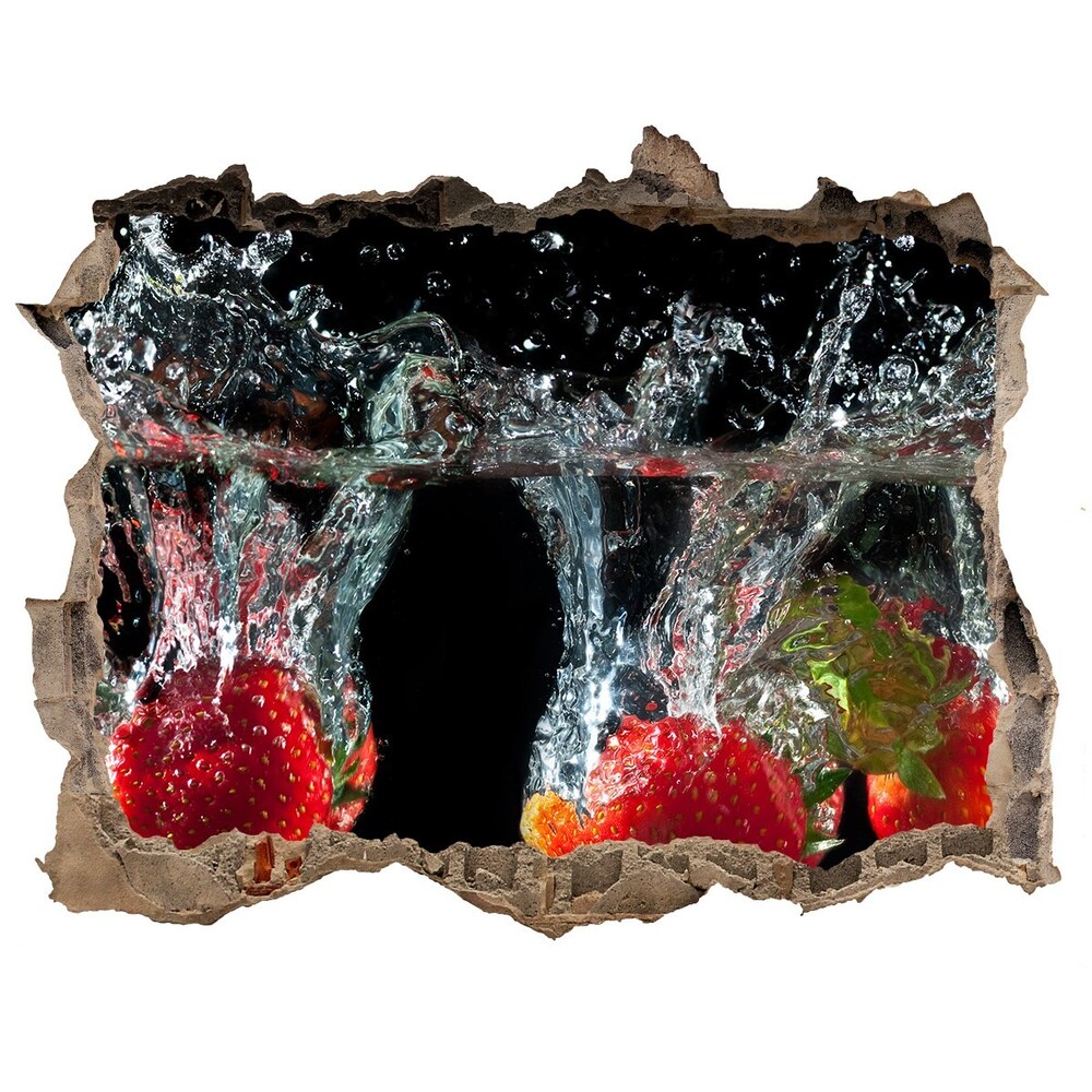 3D wall hole Strawberries under water