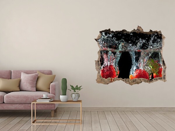 3D wall hole Strawberries under water