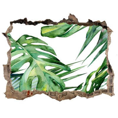 Hole wall sticker Green jungle behind the wall