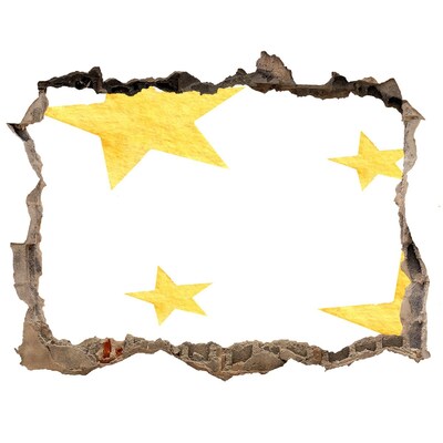 Hole wall sticker Gold star on a white background