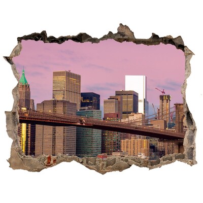 3D wall hole View of the Brooklyn Bridge in New York