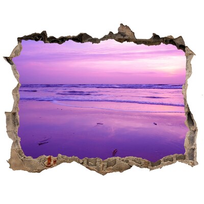 3D wall hole Sunset over the sea