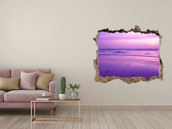 3D wall hole Sunset sea