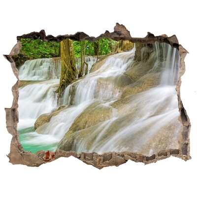 Hole wall sticker Waterfall in the jungle