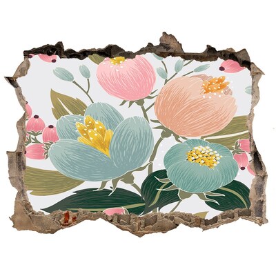 Hole in the wall decal Floral mural in a damaged wall