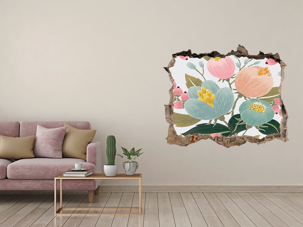 Hole in the wall decal Floral pattern