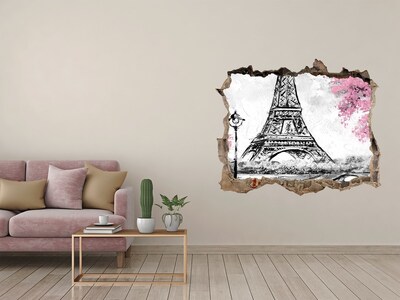 Hole in the wall sticker Eiffel Paris tower