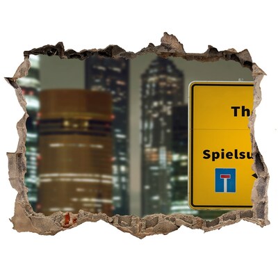 Hole in the wall decal City at night with therapeutic signage