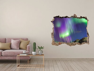 3D wall hole wallpaper Northern lights