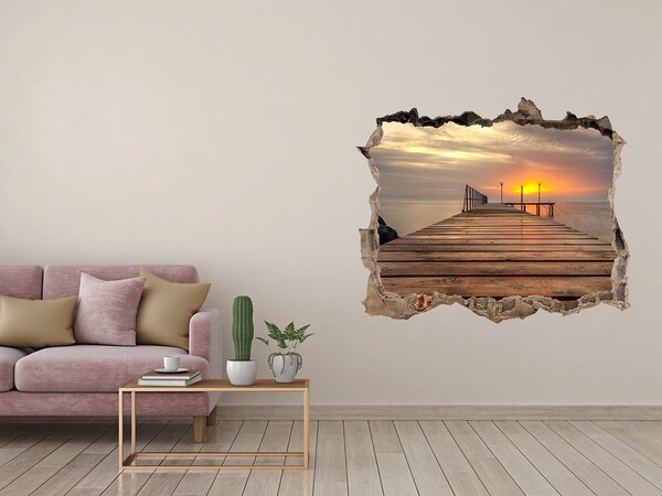 3D wall hole wallpaper Wooden pier