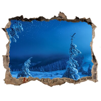 Hole in the wall decal Winter landscape in the mountains