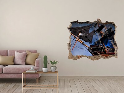 3D wall hole wallpaper Pirate ship