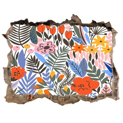 3D wall hole wallpaper Flower Mural Through a Hole in the Wall