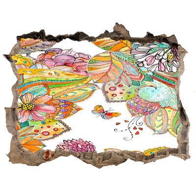 Hole wall sticker A flower paradise behind the walls