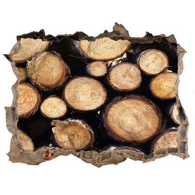 Hole wall sticker Wood in a hole in the wall