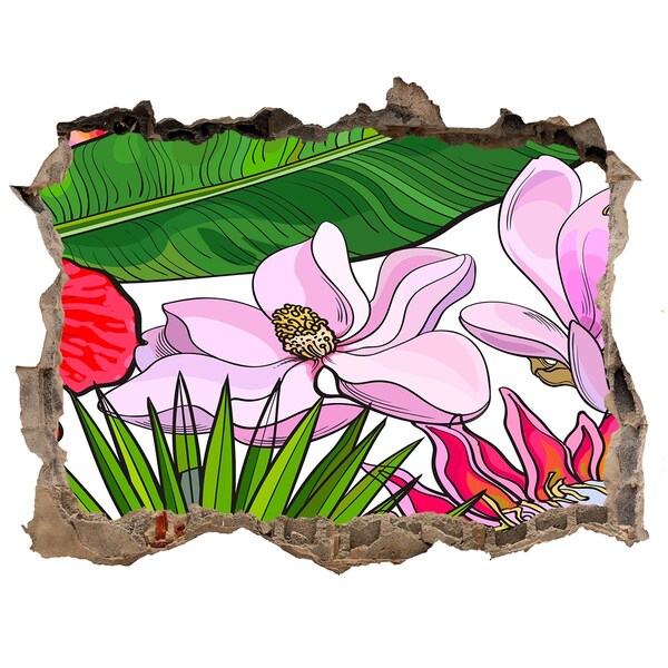 Hole wall sticker Hawaiian flowers