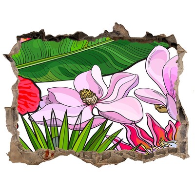 Hole wall sticker Hole-in-the-wall tropical garden