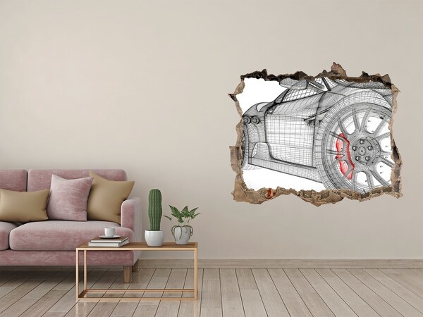 Hole wall sticker Hole-in-the-wall race car