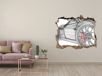 Hole wall sticker Hole-in-the-wall race car