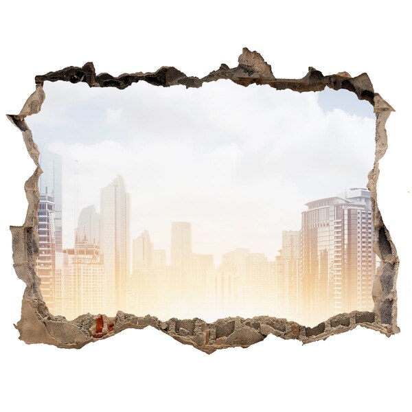 Hole wall sticker View of the modern city