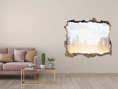 Hole wall sticker View of the modern city