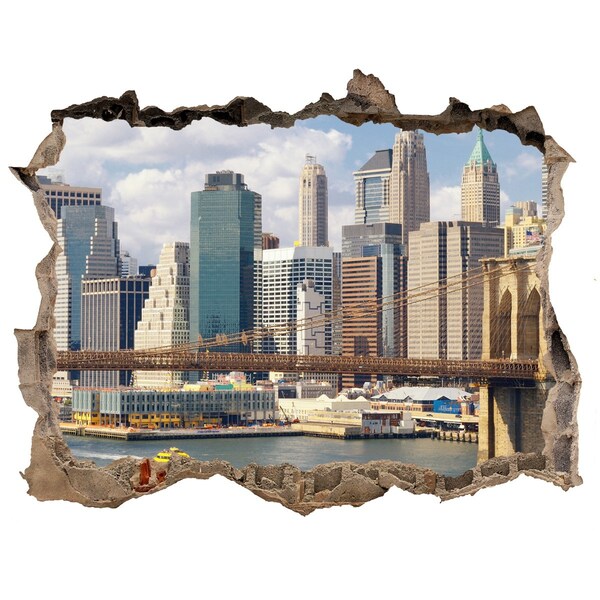 3D wall hole wallpaper Manhattan New York