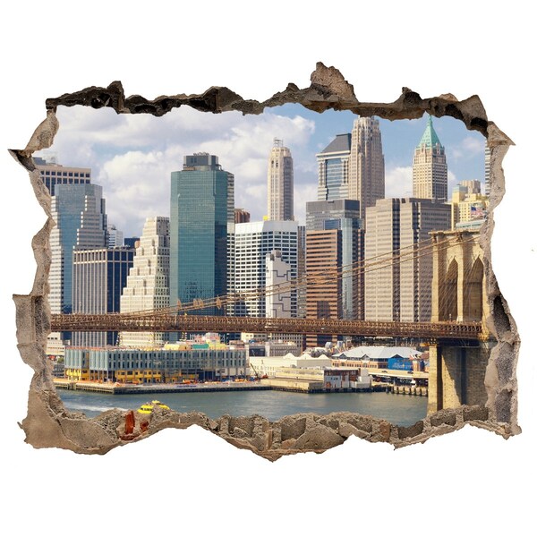 3D wall hole wallpaper New York behind the hole in the wall