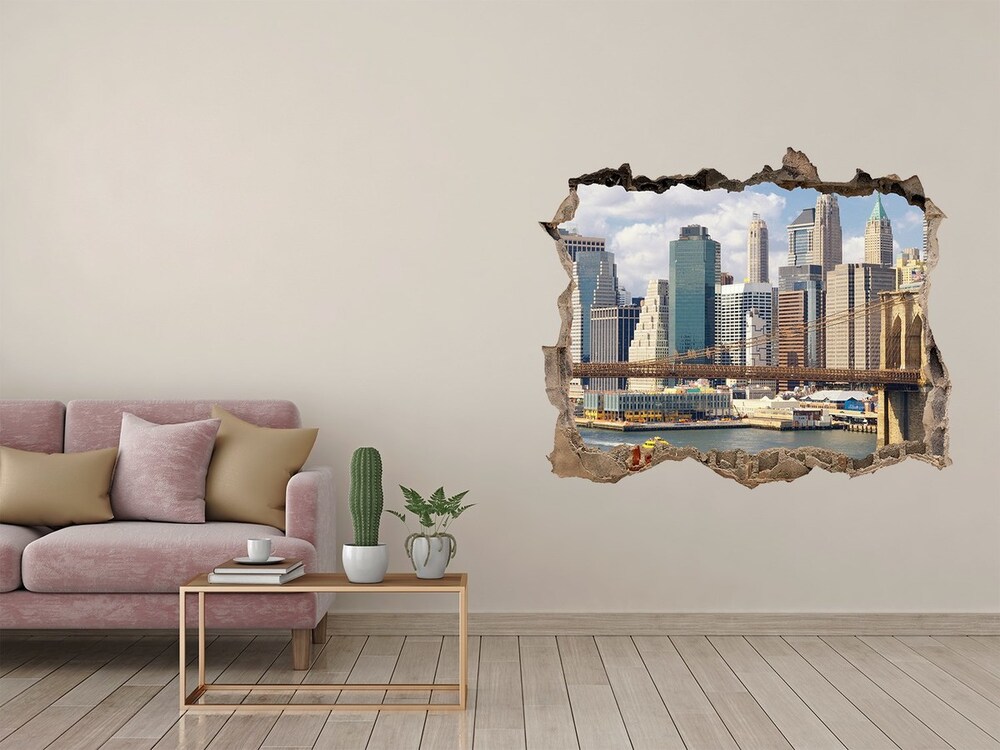 3D wall hole wallpaper Manhattan New York