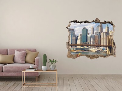 3D wall hole wallpaper New York behind the hole in the wall