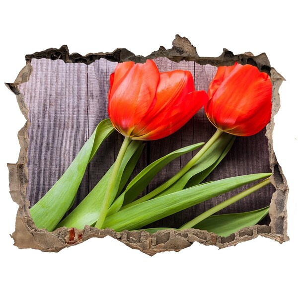 Hole wall sticker Red tulips