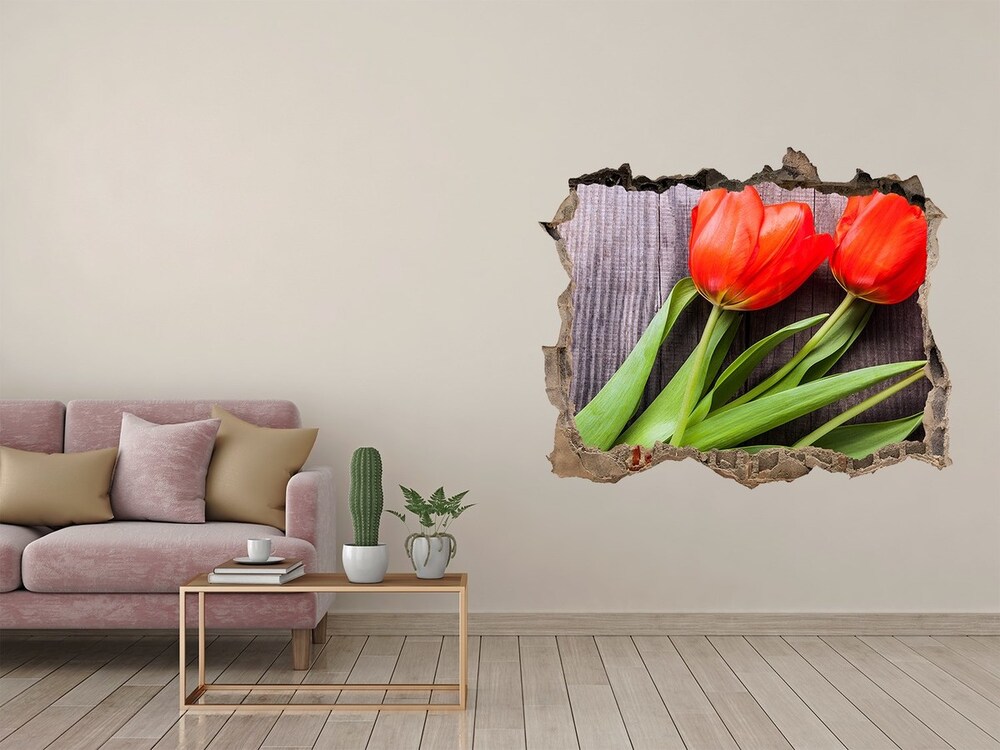 Hole wall sticker Red tulips